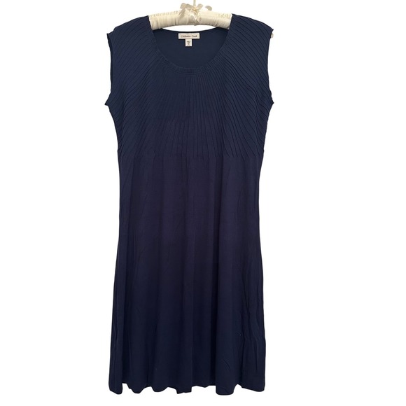 Coldwater Creek Dresses & Skirts - Coldwater Creek Navy Blue Pleat Detail Knit Dress Sleeveless M 10/12 Comfy New